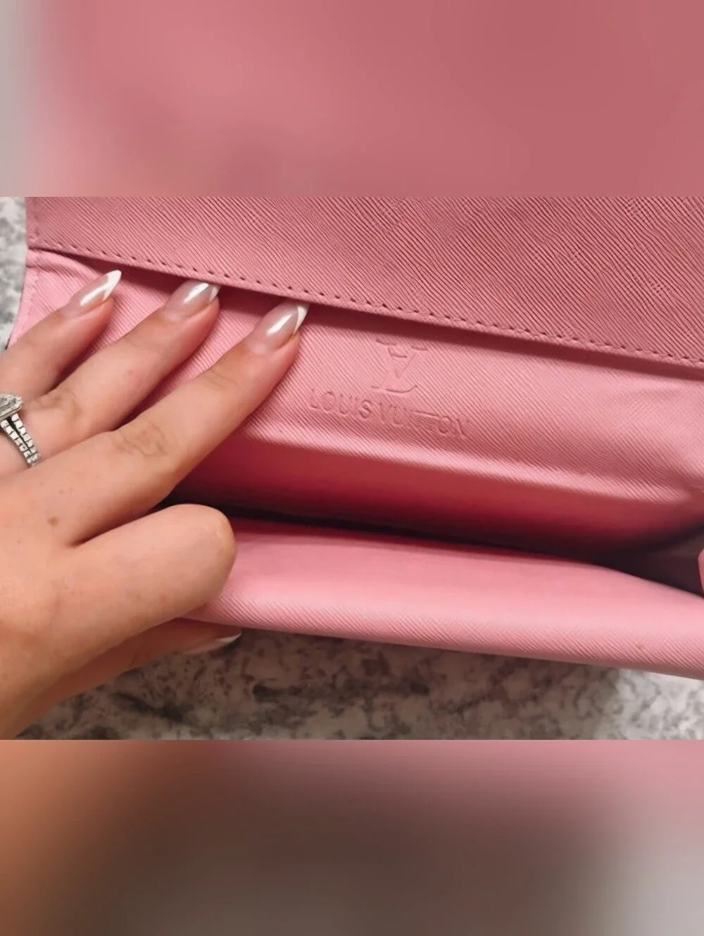 Louis Vuitton Brown & Pink Monogram Continental Wallet with Silver Hardware